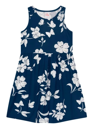 Brandili - Vestido Infantil Menina Florido Azul - BRANDILI