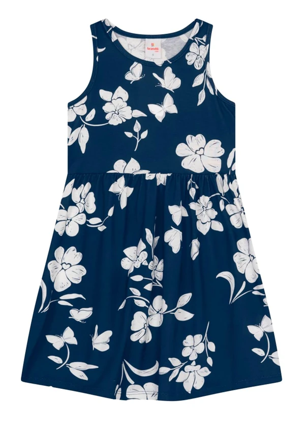 Brandili - Vestido Infantil Menina Florido Azul