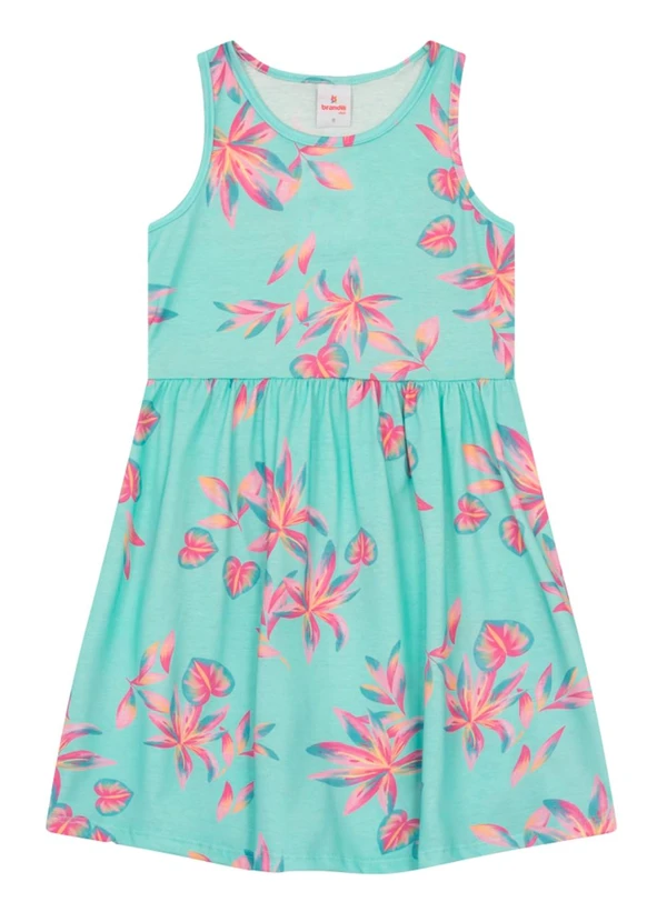 Brandili - Vestido Infantil Menina Florido Azul