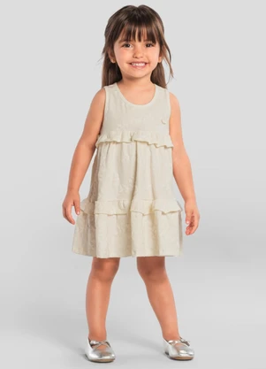 Brandili Mundi - Vestido Infantil Menina Florido Bege - BRANDILI MUNDI