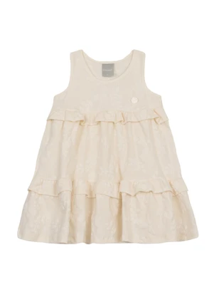 Mundi - Vestido Infantil Menina Florido Bege - MUNDI
