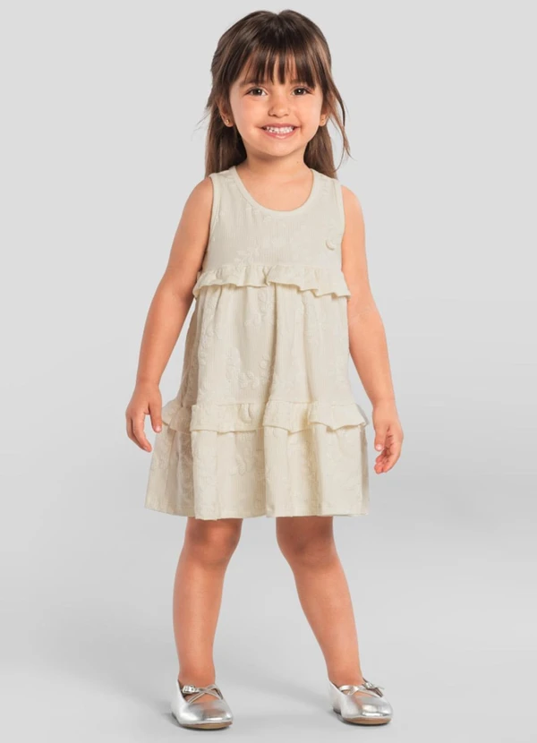 Brandili Mundi - Vestido Infantil Menina Florido Bege