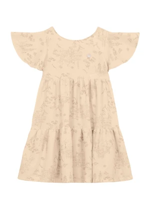 Brandili Mundi - Vestido Infantil Menina Florido Bege - BRANDILI MUNDI