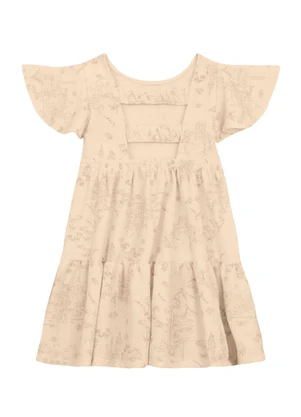 Mundi - Vestido Infantil Menina Florido Bege - MUNDI