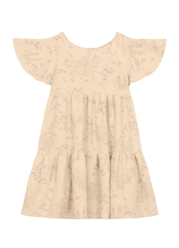 Brandili Mundi - Vestido Infantil Menina Florido Bege