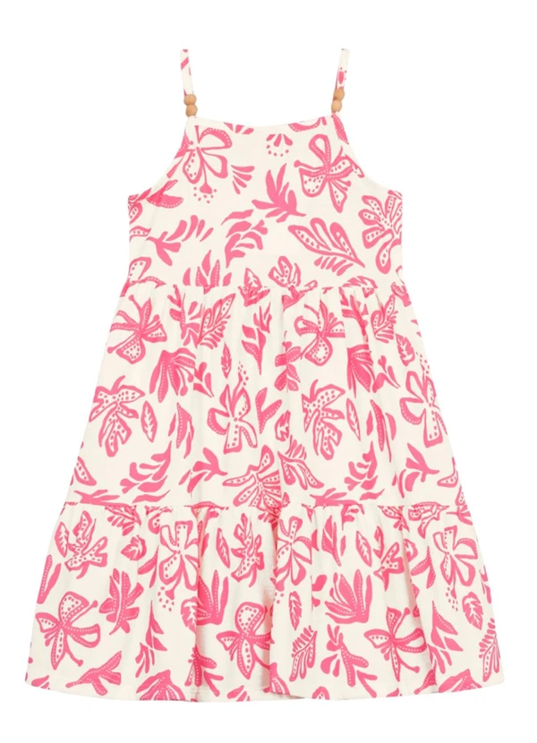 Brandili - Vestido Infantil Menina Florido Bege 2