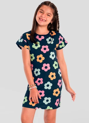 Brandili - Vestido Infantil Menina Florido Colorido Azul - BRANDILI