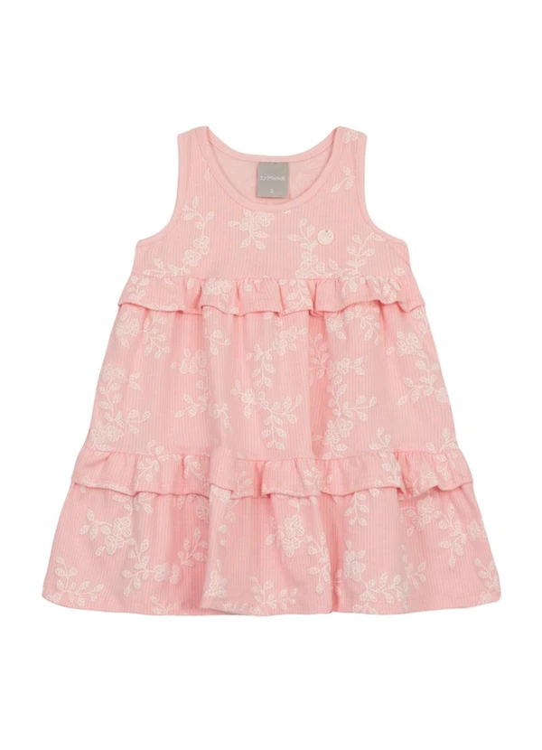 Brandili Mundi - Vestido Infantil Menina Florido Rosa