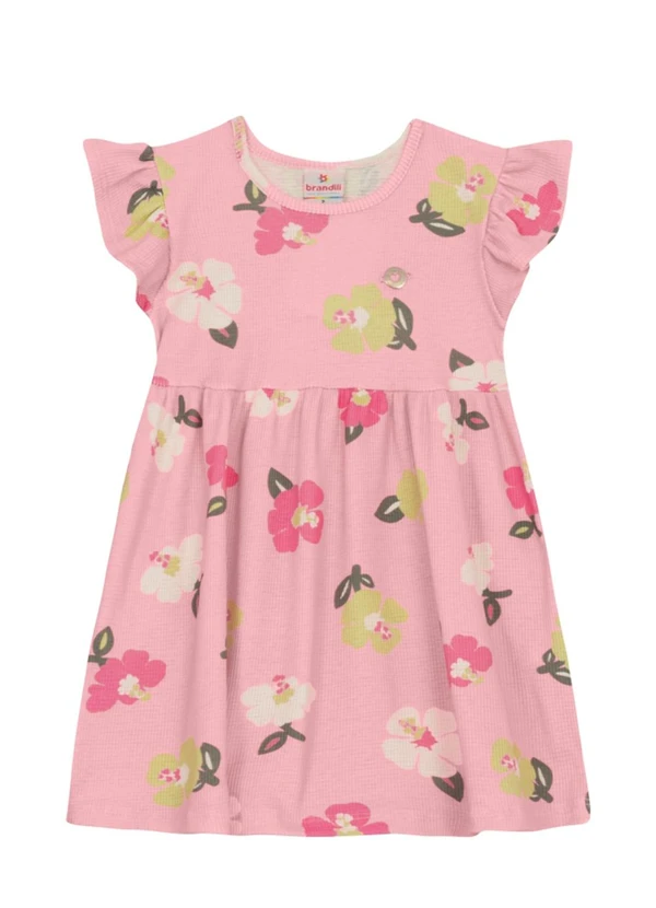Brandili - Vestido Infantil Menina Florido Rosa