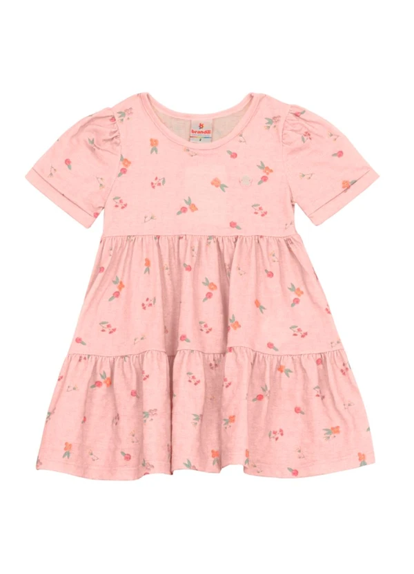 Brandili - Vestido Infantil Menina Florido Rosa