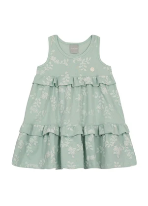 Mundi - Vestido Infantil Menina Florido Verde - MUNDI