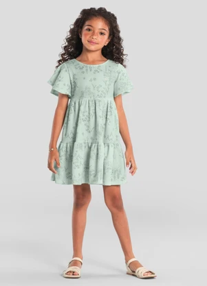 Brandili Mundi - Vestido Infantil Menina Florido Verde - BRANDILI MUNDI