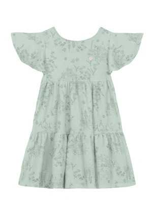 Mundi - Vestido Infantil Menina Florido Verde - MUNDI