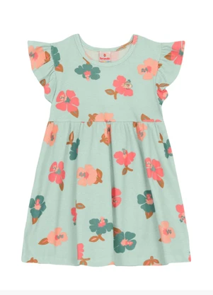 Brandili - Vestido Infantil Menina Florido Verde - BRANDILI