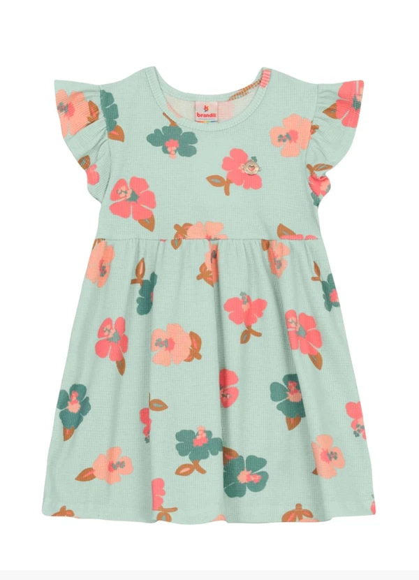 Brandili - Vestido Infantil Menina Florido Verde 1