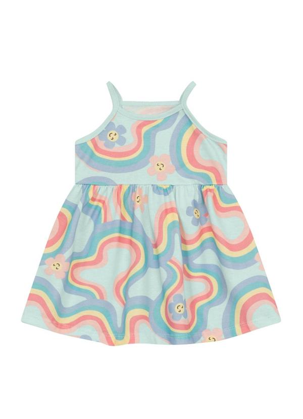 Brandili - Vestido Infantil Menina Florido Verde