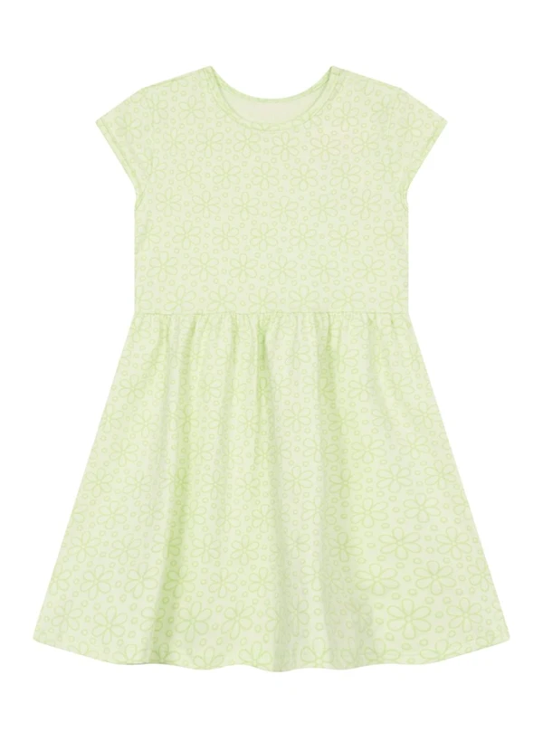 Brandili - Vestido Infantil Menina Florido Verde