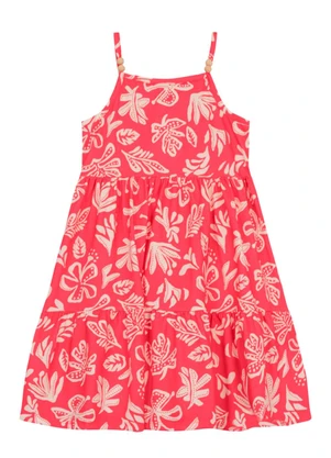 Brandili - Vestido Infantil Menina Florido Vermelho - BRANDILI