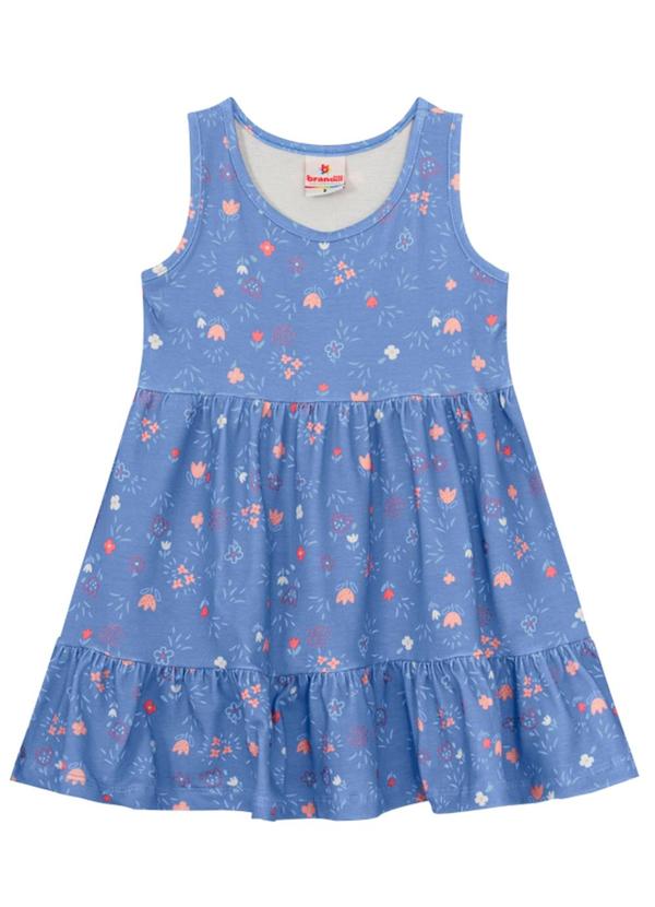 Brandili - Vestido Infantil Menina Florzinhas Azul