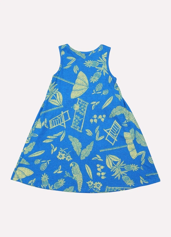 Kyly - Vestido Infantil Menina Folhagem Azul 3