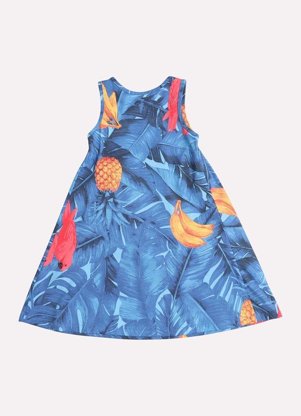 Kyly - Vestido Infantil Menina Folhagem Azul 3