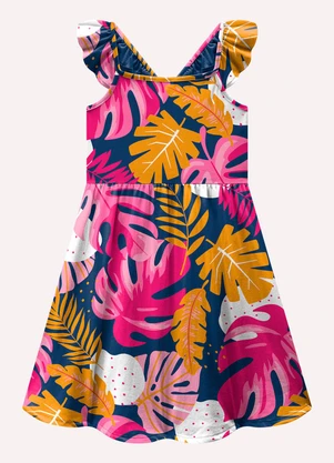 Kyly - Vestido Infantil Menina Folhagem Azul - KYLY