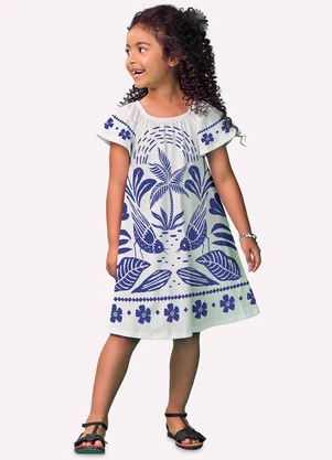 Nanai - Vestido Infantil Menina Folhagem Branco - NANAI
