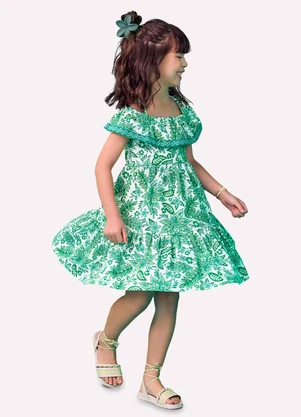 Nanai - Vestido Infantil Menina Folhagem Branco - NANAI