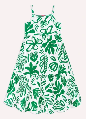 Kyly - Vestido Infantil Menina Folhagem Branco - KYLY