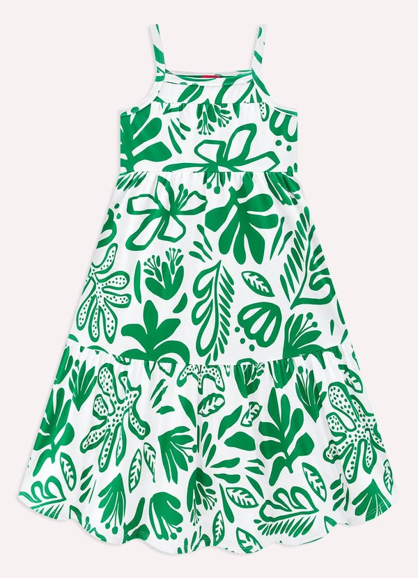 Kyly - Vestido Infantil Menina Folhagem Branco 1