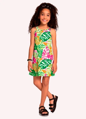 Kyly - Vestido Infantil Menina Folhagem Branco - KYLY