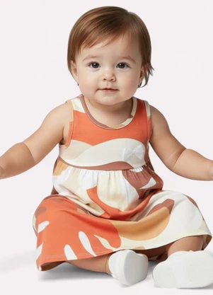 Kyly - Vestido Infantil Menina Folhagem Laranja - KYLY