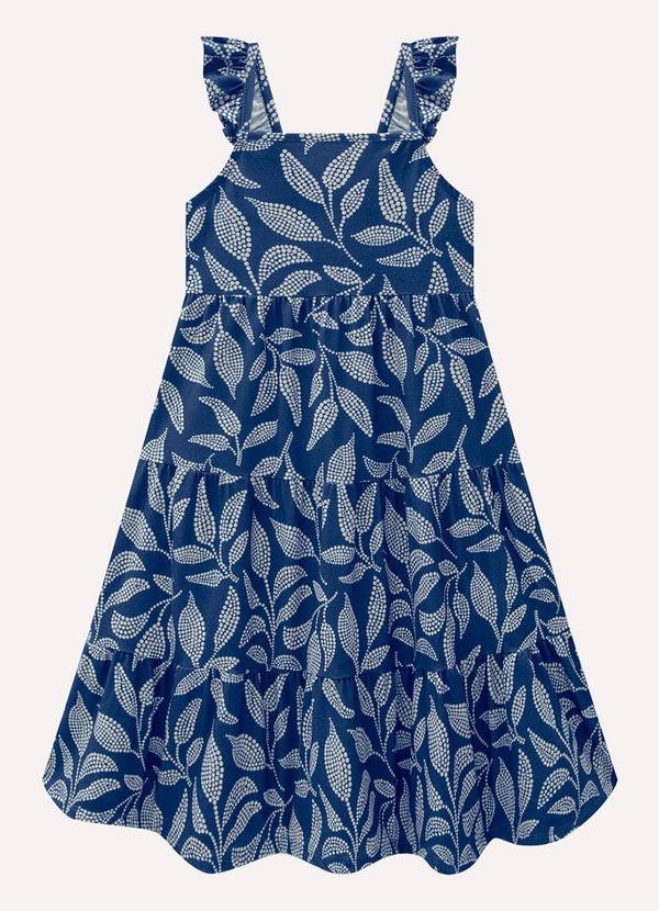 Milon - Vestido Infantil Menina Folhagem Azul 2
