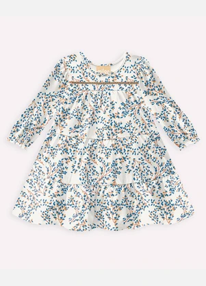 Milon - Vestido Infantil Menina Folhagem Off White - MILON