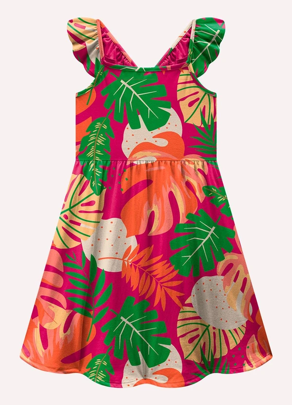 Kyly - Vestido Infantil Menina Folhagem Rosa 2