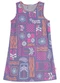 Elian - Vestido Infantil Menina Folhagem Tropical Azul - variação: Roxo