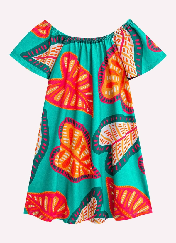 Nanai - Vestido Infantil Menina Folhagem Verde