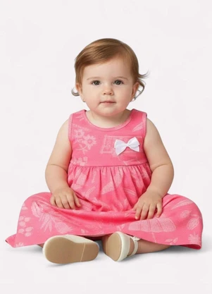 Kyly - Vestido Infantil Menina Folhagem Vermelho - KYLY