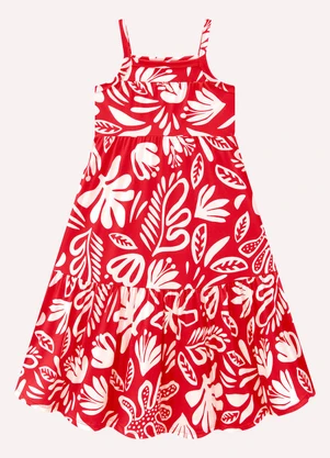 Kyly - Vestido Infantil Menina Folhagem Vermelho - KYLY