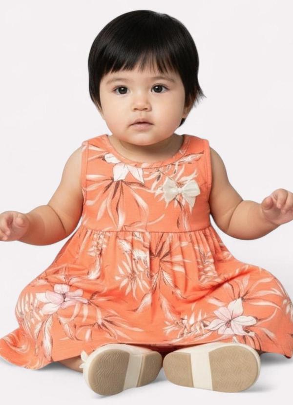 Kyly - Vestido Infantil Menina Folhagens Laranja 1