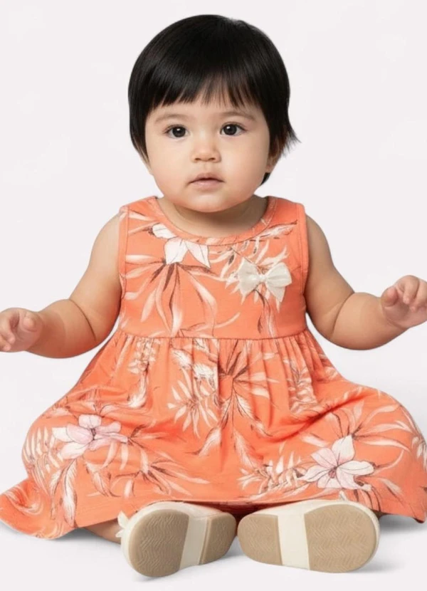 Kyly - Vestido Infantil Menina Folhagens Laranja