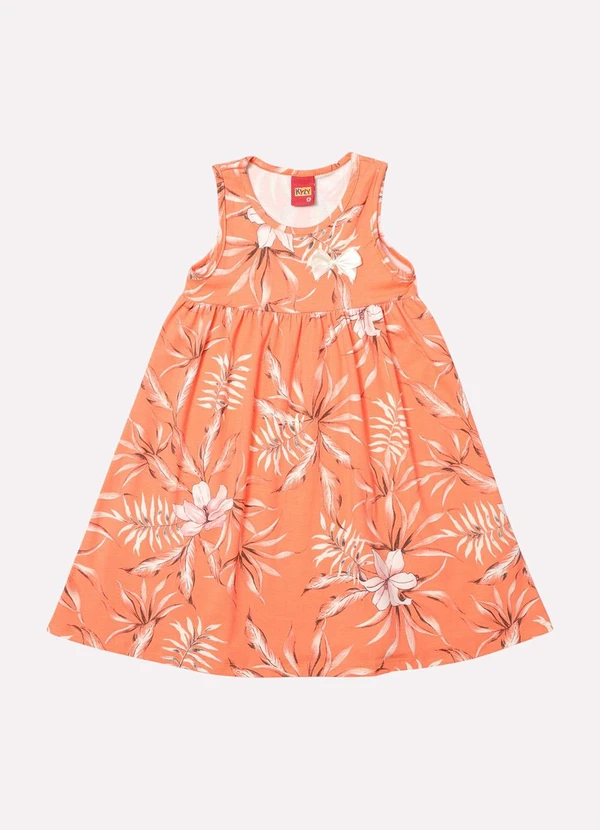 Kyly - Vestido Infantil Menina Folhagens Laranja 2