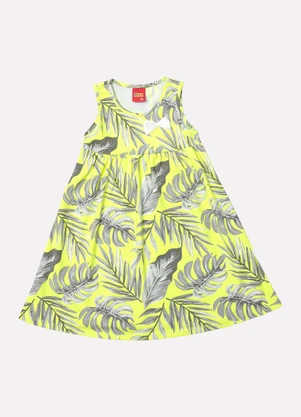 Kyly - Vestido Infantil Menina Folhagens Verde - KYLY
