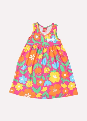 Kyly - Vestido Infantil Menina Folhagens Rosa - KYLY