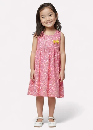 Kyly - Vestido Infantil Menina Folhagens Rosa - KYLY