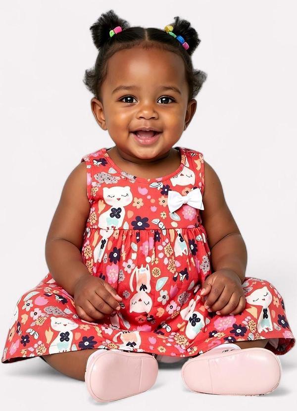 Kyly - Vestido Infantil Menina Folhagens Vermelho 2