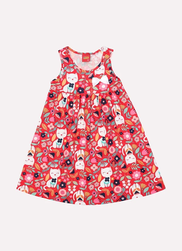 Kyly - Vestido Infantil Menina Folhagens Vermelho 2