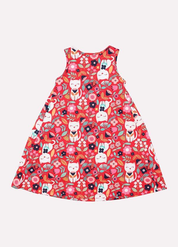 Kyly - Vestido Infantil Menina Folhagens Vermelho 3