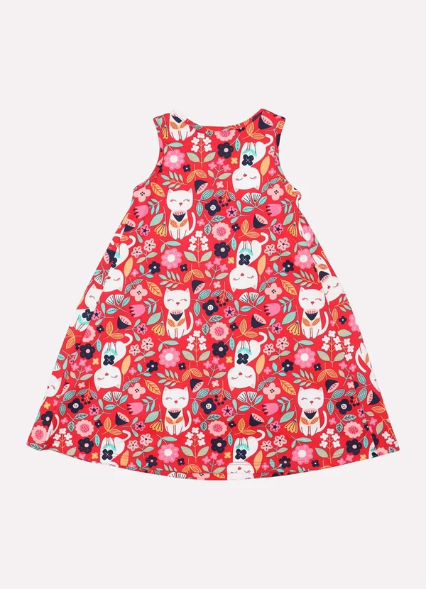 Kyly - Vestido Infantil Menina Folhagens Vermelho 3
