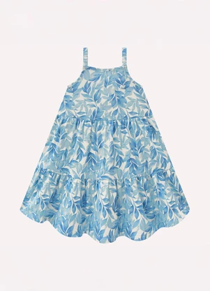 Vestido Infantil Menina Folhas Milon (Azul) - MILON